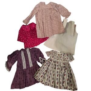 Vtg Lot 5 Handmade Doll Clothes Prairie Dress Overalls Fairy American Girl